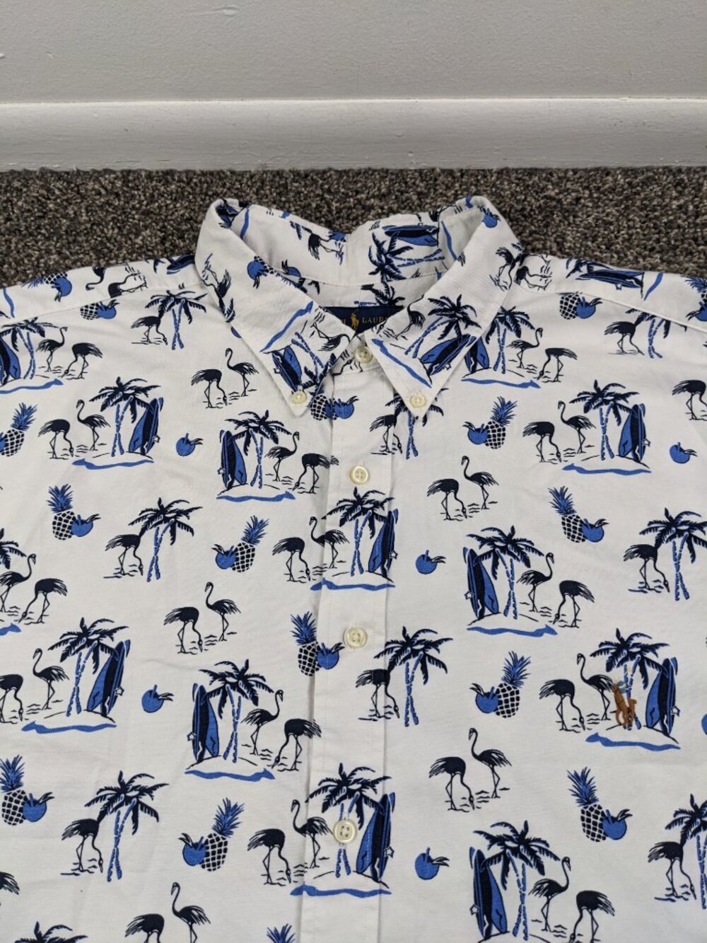 Polo Ralph Lauren Shirt Tropical Oxford S/S Button Flamingos Palm Trees Mens 3XB